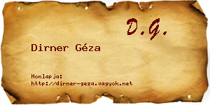 Dirner Géza névjegykártya